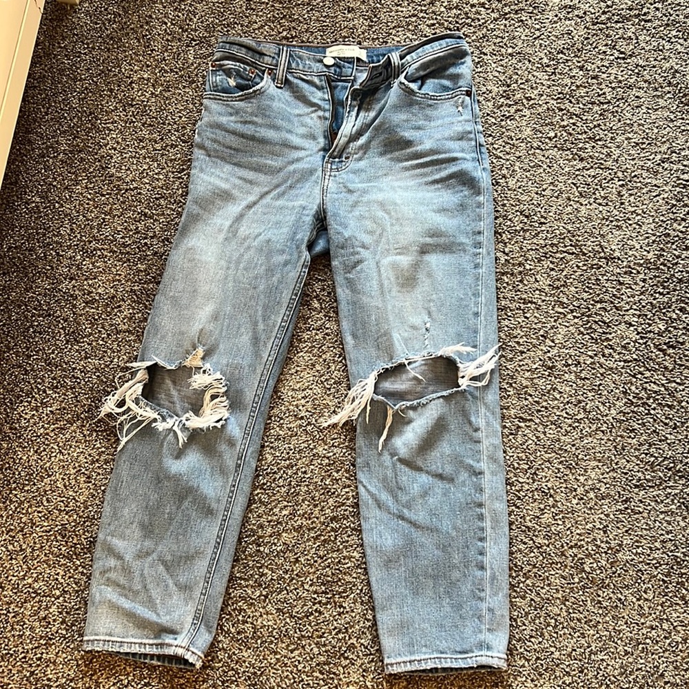 The Mom High Rise, light wash, ripped jeans